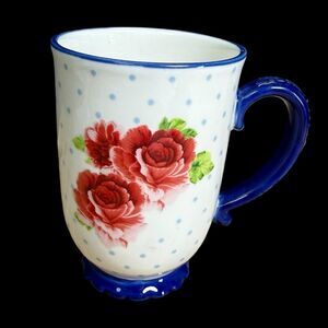The Pioneer Woman Heritage Floral Ceramic White Coffee Mug Tall Cup Roses 18 oz.